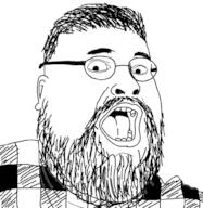 beard fat glasses open_mouth soyjak variant:fatjak // 974x998 // 167.3KB