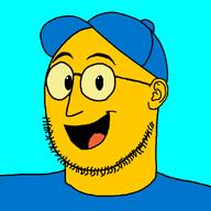 baseball_cap bimo blue_hat clothes ear glasses hat hotdiggedydemon open_mouth soyjak stubble tongue variant:weirdpenis yellow_sclera yellow_skin // 900x900 // 43.9KB