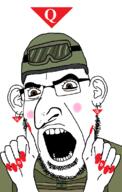 brown_eyes bulletproof_vest ear earring eyelashes hamas hand hands_up helmet idf israel jewish_nose military military_uniform nail_polish nails palestine queen_of_spades red_triangle subvariant:slutson triangle triangled variant:cobson vest // 716x1127 // 114.6KB