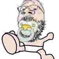 animated baby caca dance ext=gif full_body glasses pacifier stubble subvariant:wholesome_soyjak variant:gapejak // 151x172 // 144.6KB