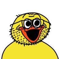 animal bird duck glasses open_mouth soyjak stubble variant:unknown yellow_skin // 500x500 // 38.9KB