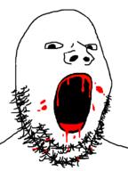 blood glasses no_eyebrows no_teeth open_mouth soyjak stubble variant:gapejak // 600x800 // 19.7KB