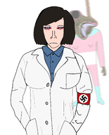 ack black_hair blood_on_face blue_eyes brown_troonjak doctor eyehurt_(user) female femjak front_facing nazism rope swastika tranny transgender_flag troon troonella variant:bernd variant:unknown white_background white_skin woman // 2256x2801 // 790.3KB