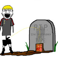 angry award frog glasses gravestone grey_shirt nate open_mouth penis pepe piss soyjak stubble variant:markiplier_soyjak yellow_hair // 998x984 // 126.9KB