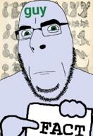 4chan arm blue_skin closed_mouth co_(4chan) fact glasses green_eyes guy hand holding_object soyjak stubble text variant:cobson // 775x1127 // 422.6KB