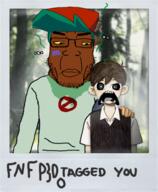 boyfriend_(friday_night_funkin') brown_skin discord discord_logo_facial_mark facial_mark flies fnf_pedo full_body looking_to_the_right omori omori_lost scared subvariant:chudplier subvariant:doctos subvariant:doctos_front sunny_(omori) sweat_stain variant:chudjak variant:markiplier_soyjak yellow_sclera // 349x425 // 243.2KB