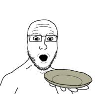 arm glasses hand holding_object holding_plate open_mouth plate soyjak stubble template variant:platejak // 1366x1350 // 28.5KB