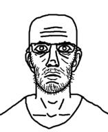 bald clothes eyebrows glasses open_mouth stubble template thousand_yard_stare variant:yardjak wrinkles // 630x770 // 7.9KB
