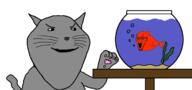 animal bloodshot_eyes cat cat_ear cryfish crying ear fish fish_tank glasses grey_skin large_eyebrows multiple_soyjaks open_mouth orange_skin paw smile smug snout soyjak stretched_mouth stubble subvariant:impish_meowjak swede_(artist) tail variant:impish_soyak_ears variant:soyak water whisker // 1700x800 // 59.7KB