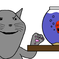 animal bloodshot_eyes cat cat_ear cryfish crying ear fish fish_tank glasses grey_skin large_eyebrows multiple_soyjaks open_mouth orange_skin paw smile smug snout soyjak stretched_mouth stubble subvariant:impish_meowjak swede_(artist) tail variant:impish_soyak_ears variant:soyak water whisker // 1700x800 // 59.7KB