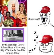 2soyjaks calarts crying drag_queen groomer louisiana maga_hat priest sleeping variant:soyak // 598x608 // 359.0KB