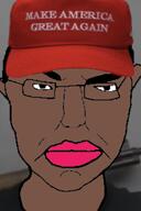 angry brown_skin closed_mouth clothes ear glasses gun hair hat le_pol_face maga subvariant:pol_face text variant:chudjak // 1080x1620 // 71.7KB