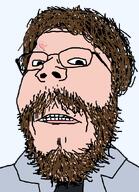 beard brown_hair clenched_teeth closed_mouth clothes glasses hair lips movie scar soyjak the_thing transparent_background variant:gapejak white_skin windows_(the_thing) // 625x864 // 51.6KB