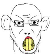 angry clenched_teeth ear glasses soyjak stubble variant:jasonjak yellow_teeth // 397x405 // 9.7KB