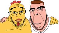 animal beak beard black_eyes cartoon chicken clothes ernie_the_giant_chicken family_guy feathers glasses happy no_more_brother_wars peter_griffin smile stubble subvariant:modern_cobson subvariant:modern_feraljak teeth variant:cobson variant:feraljak white_background // 1920x1080 // 67.8KB