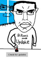 2soyjaks angry arm button chud closed_mouth clothes concerned ear glasses hair hand microsoft millions_must_die soyjak stubble subvariant:chudjak_front subvariant:soyak_(irritated) table technology text tshirt update updates variant:chudjak variant:soyak windows windows_10 windows_7 wojak // 515x721 // 67.5KB