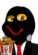 big_eyes black_hair brown_eyes bucket chicken clothes cobblestone cobblestone_(user) cutebooru_(user) distorted female food girl glasses kentucky_fried_chicken kfc looking_at_you meta:namefags meta:self_insert necktie neutral pigtails red_lips red_tie soyjak_wiki subvariant:gapejak_female suit transparent_background twintails vantablack vantablack_skin variant:gapejak yellow_glasses // 683x992 // 348.5KB
