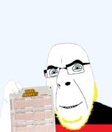 arm bald blue_eyes closed_mouth clothes earless eurojackpot flag flag:germany germany glasses hand holding_object lottery smile soyjak t-shirt translucent translucent_background transparent transparent_background tshirt variant:cobson yellow_hair // 461x542 // 158.1KB