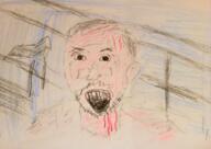 anger_mark angry drawing ear hair open_mouth paper pencil_drawing pink_skin soyjak stubble variant:angry_drawing_soyjak // 688x489 // 505.4KB