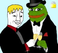 amphibian arm clothes frog glass hair hand hat holding_object lock nas:pepe nate necktie pepe_the_frog smile smug soyjak soyjak_party suit tuxedo variant:chudjak yellow_hair // 680x621 // 187.2KB