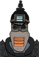 armor ff2 freak_fortress_2 glasses helmet lamp mask medic medic_(tf2) pickelhaube robot subvariant:euromutt team_fortress team_fortress_2 variant:markiplier_soyjak white_background zerstorer_(ff2) // 1276x1839 // 381.6KB