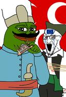 amphibian bloodshot_eyes clothes country crying europe european_union flag flag:european_union flag:turkiye frog hand hat holding_object mustache nas:pepe pepe_the_frog smug soyjak stretched_mouth turkiye variant:soyak // 462x680 // 260.6KB
