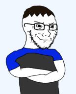 brown_hair closed_mouth clothes crossed_arms glasses hair jakparty_soy smug stubble variant:soyak // 564x699 // 46.2KB