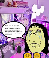 abuse award bitch bruise crying domestic_violence eye_shadow eyelashes female frown gamer gaming girl hair irl_background sad social_commentary speech_bubble subvariant:annabelle subvariant:wholesome_soyjak tear twitch variant:gapejak woman // 918x1080 // 153.8KB