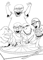 angry asian cake cutting holding_object katana king_cake knife looking_down looking_to_the_left looking_to_the_right neutral obese open_mouth pie political_cartoon shadow stubble sword table teeth thinking transparent_background variant:angry_soyjak variant:cobson variant:esam variant:feraljak variant:meximutt variant:soykio_kid white_shirt // 3118x4267 // 763.1KB