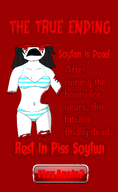 bikini black_hair blood chopped dead death ending fatal gore guro implied_torture missing_head murder no_limbs red_background red_text soytan_wnbag torture variant:soytan video_game violence wounds // 1352x2196 // 949.8KB