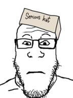 box cardboard glasses neutral serious_hat soyjak stubble variant:markiplier_soyjak // 480x640 // 121.5KB