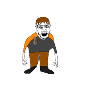 3 angry award badge booru brown_hair chud_(soybooru) clothes crazed dan full_body hair open_mouth soybooru soyjak stubble template variant:feraljak // 1001x900 // 79.1KB