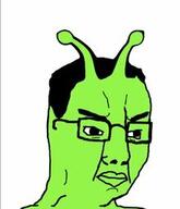 alien angry antenna closed_mouth glasses green_skin hair soyjak variant:chudjak // 219x255 // 10.5KB