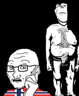 arm biting_lip creepy distorted evil fat flag:norway foot full_body genitalia glasses gynaecomastia hand holding_object holding_phone leg meta:pornographic_content nipple norway nsfw ominous open_mouth panties penis phone rape scared shadow soyjak stubble subvariant:soyak_(concerned) template testicles variant:impish_soyak_ears variant:soyak vein // 1700x2048 // 297.2KB