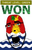 ahegao animal bird country emerald flag flag:kirbati gem glasses green green_eyes hair kirbati looking_up open_mouth schlog_color_event soyjak soyjak_blog stubble sun teeth text threat_level_green variant:cobson water won // 721x1115 // 231.7KB
