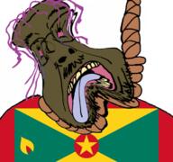 ack brown_skin brown_troonjak crying deformed flag:grenada grenada purple_hair rope tongue tranny trend:slopjak variant:bernd yellow_teeth // 790x740 // 457.7KB