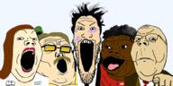 allstate bald bruise closed_mouth clothes doug fade farmers_insurance female flo geico glasses hair i_love insurance j_k_simmons jake liberty_mutual lizard mascot mr_mayhem nigger open_mouth pointing pointing_at_viewer progressive soyjak_quintet state_farm stubble subvariant:gapejak_female suit sunglasses transheart variant:coinjak variant:et variant:gapejak variant:markiplier_soyjak variant:tony_soprano_soyjak white_skin // 2000x1000 // 577.9KB
