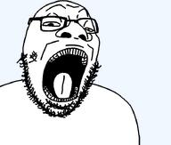 big_nose gaping_mouth glasses lidded_eyes nuvariant stubble teeth variant:goopjak // 716x609 // 28.8KB