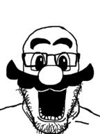 glasses mario mustache nintendo open_mouth soyjak variant:markiplier_soyjak video_game // 600x800 // 94.5KB