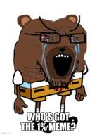 animal bear biz_(4chan) bloodshot_eyes bobo brown_skin clothes crying ear full_body glasses imgflip.com meme open_mouth soyjak spongebob_squarepants stretched_mouth stubble text variant:soyak // 500x696 // 40.0KB