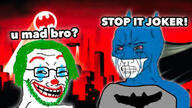 batman clown crying glasses green_hair joker makeup meta:tagme stubble variant:soyak wojak // 300x168 // 15.8KB