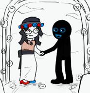 avengers b_b_ghast_(namefag) bbghast beanie black_skin blue_eyes blue_teeth brown_shirt cute de_master_of_stuff girl glasses hair married soy soylent the_master_of_stuff the_master_stuff thougher variant:soytan wedding wedding_dress white_skin wholesome // 712x739 // 183.4KB