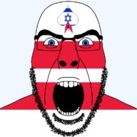 angry beard blue_eyes district_of_columbia facial_mark flag flag:district_of_columbia flag:israel forehead_mark glasses hair israel looking_at_you open_mouth queen_of_spades soyjak spade star_(symbol) star_of_david stubble subvariant:cobson_front2 subvariant:spadeson template thick_eyebrows united_states variant:cobson // 800x800 // 32.2KB