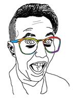 clothes ear gay glasses hair open_mouth soyjak variant:unknown // 543x728 // 168.2KB