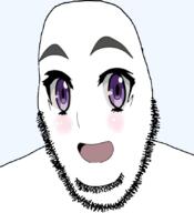 anime chaika open_mouth purple_eyes soyjak stubble variant:cobson // 775x849 // 120.9KB