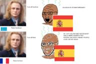 2soyjaks bald beard blond blue_eyes blue_shirt brown_skin clothes france glasses laughing long_hair moor necktie neutral nigga nordic open_mouth sami smile smirk smug spain stinky suit sweden variant:soyak white_skin // 2572x1712 // 1.7MB
