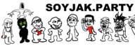 angry arm banner can claw closed_mouth clothes doctor ear full_body glasses glowing glowing_eyes heart holding_heart holding_object multiple_soyjaks neutral open_mouth schizo series:Jakworld smile smug soda soyjak_party sproke stubble subvariant:dr_soystein subvariant:fingerboy subvariant:schizojak subvariant:wholesome_soyjak text thougher variant:chudjak variant:feraljak variant:gapejak variant:impish_soyak_ears variant:markiplier_soyjak variant:soyak // 2900x1000 // 697.2KB