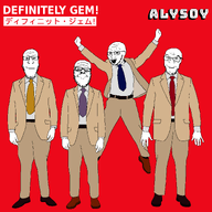 album_cover alyson clothes definitely_love glasses happy japanese_text jump music smile smug suit suit_and_tie variant:a24_slowburn_soyjak variant:feraljak variant:markiplier_soyjak variant:soyak vest white_skin // 2000x2000 // 82.6KB
