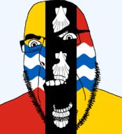 angry bedfordshire british clam flag flag:bedfordshire glasses hair looking_to_the_left open_mouth river soyjak stubble teeth thick_eyebrows united_kingdom variant:cobson // 721x789 // 63.3KB