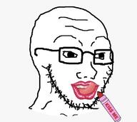 glasses licking_lips lips lipstick makeup soyjak stubble text tongue variant:soyak // 750x669 // 72.0KB